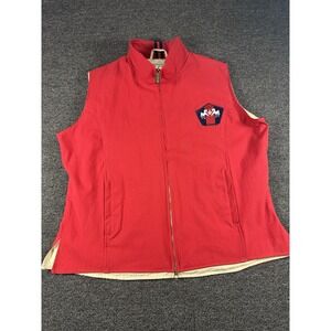 Equine Couture Women's Red Zip Up Vest With Embroidered Polo Player‎ Size XXL